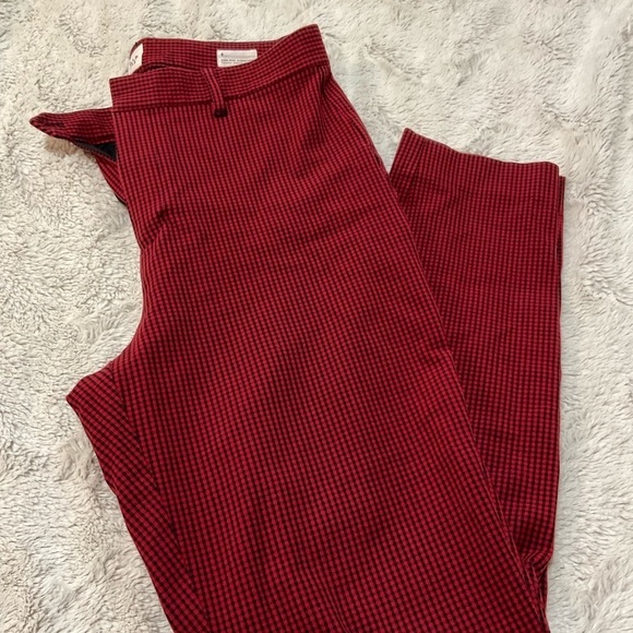 GAP High Rise Skinny Ankle Black/Red Tiny Check Pants Size 8 - Picture 6 of 7